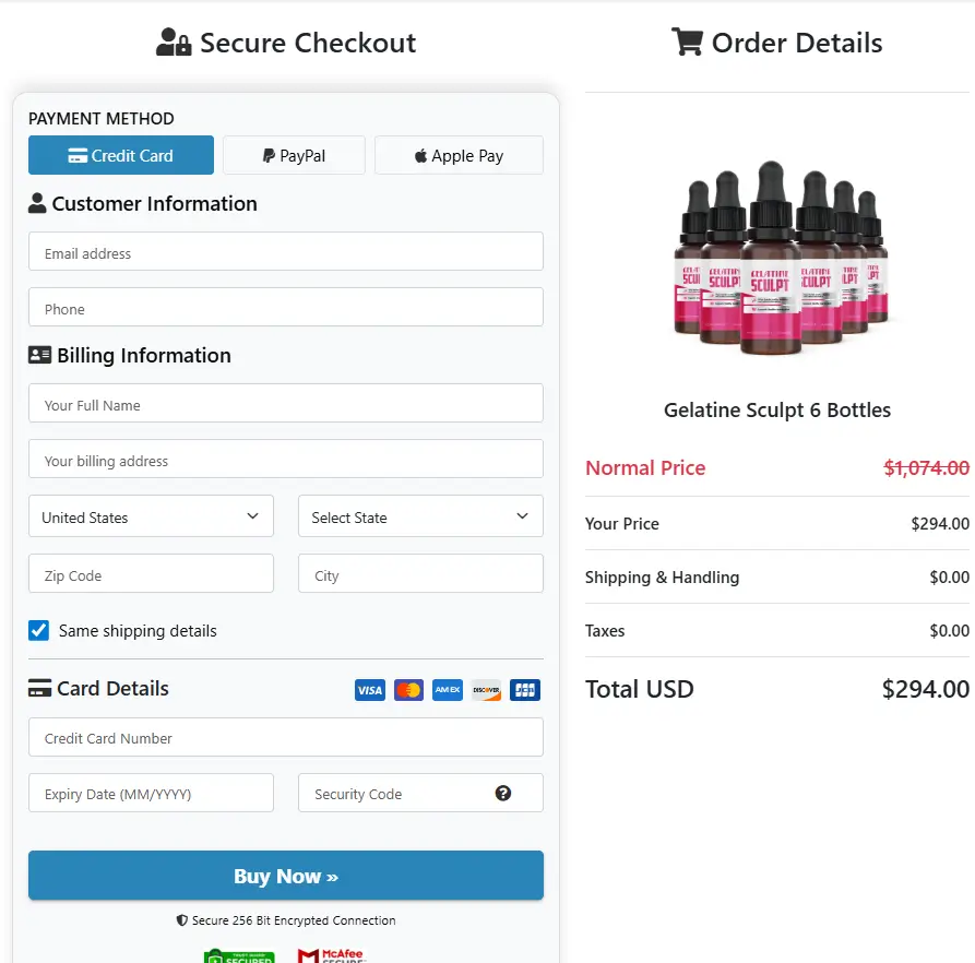 Gelatine Sculpt-Secure-Checkout